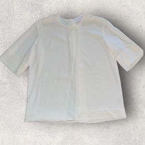 Everlane Ivory Japanese GoWave Crew Neck Back Zipper Blouse Shirt 6